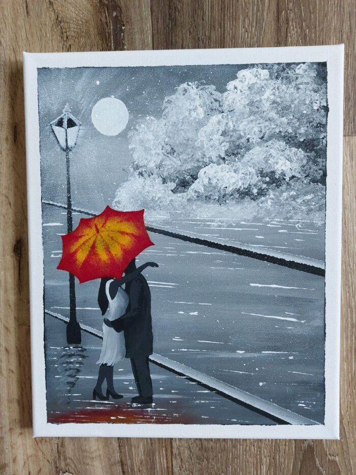 Plamínek lásky pod deštníkem (20x30 cm)